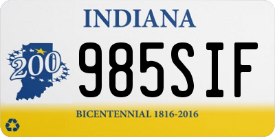 IN license plate 985SIF