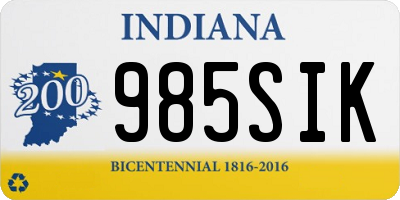 IN license plate 985SIK