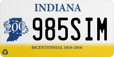 IN license plate 985SIM