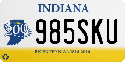 IN license plate 985SKU