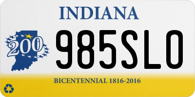 IN license plate 985SLO