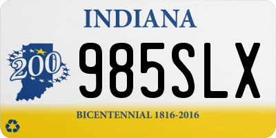 IN license plate 985SLX