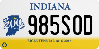 IN license plate 985SOD