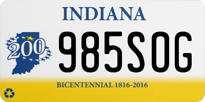 IN license plate 985SOG