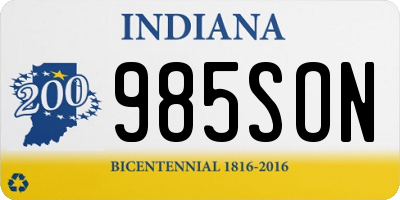 IN license plate 985SON