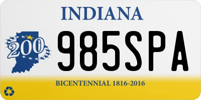 IN license plate 985SPA