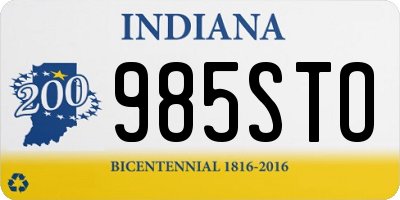 IN license plate 985STO