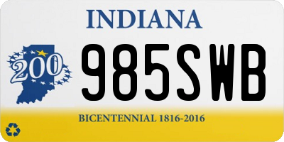 IN license plate 985SWB