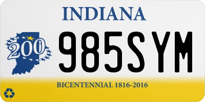 IN license plate 985SYM