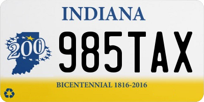 IN license plate 985TAX