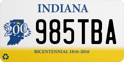 IN license plate 985TBA