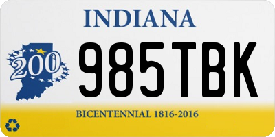 IN license plate 985TBK