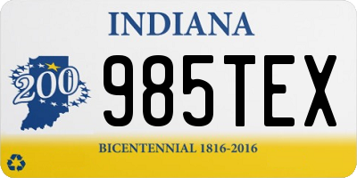 IN license plate 985TEX