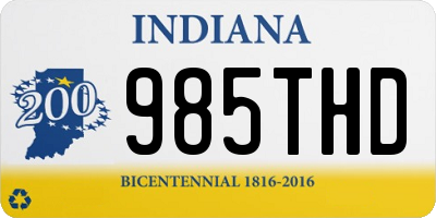 IN license plate 985THD