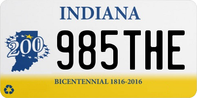 IN license plate 985THE