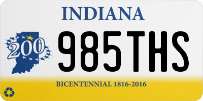 IN license plate 985THS