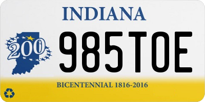 IN license plate 985TOE