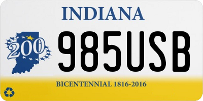 IN license plate 985USB