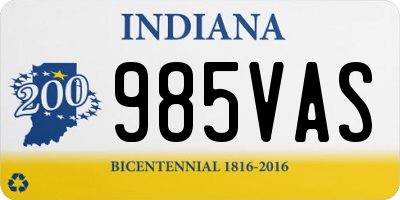 IN license plate 985VAS