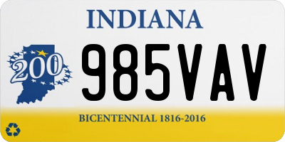 IN license plate 985VAV