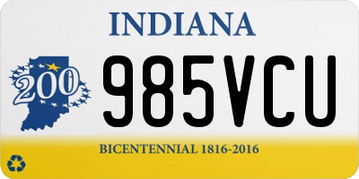 IN license plate 985VCU