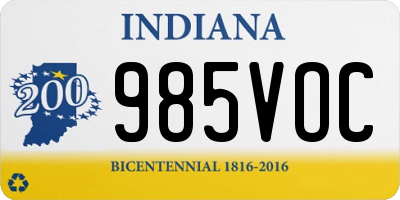 IN license plate 985VOC