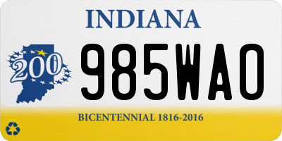 IN license plate 985WAO