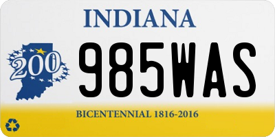 IN license plate 985WAS
