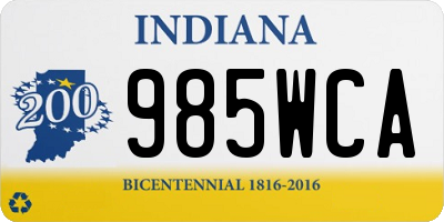 IN license plate 985WCA