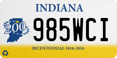 IN license plate 985WCI