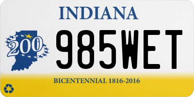 IN license plate 985WET