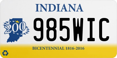 IN license plate 985WIC