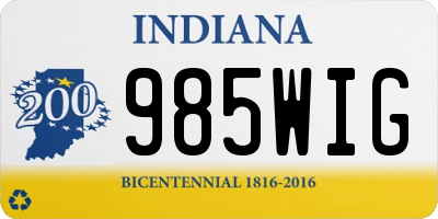 IN license plate 985WIG