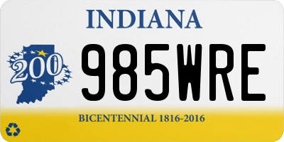 IN license plate 985WRE