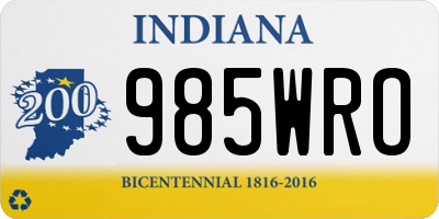 IN license plate 985WRO
