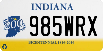 IN license plate 985WRX