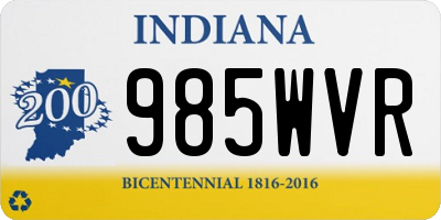 IN license plate 985WVR