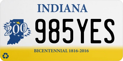 IN license plate 985YES