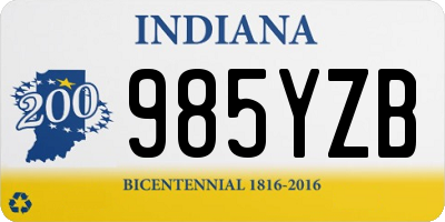 IN license plate 985YZB