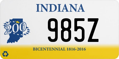 IN license plate 985Z