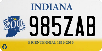 IN license plate 985ZAB