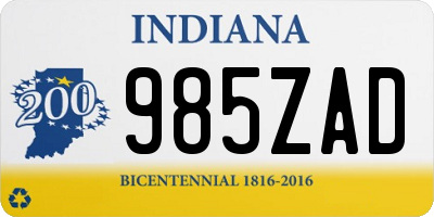 IN license plate 985ZAD