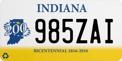 IN license plate 985ZAI