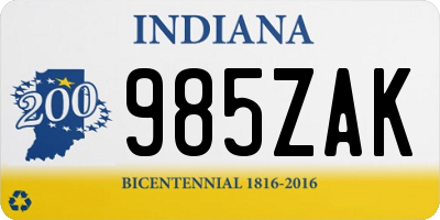 IN license plate 985ZAK