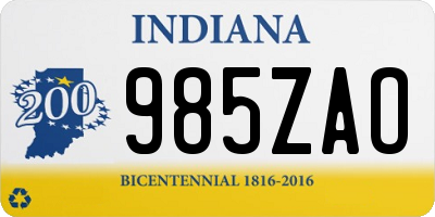 IN license plate 985ZAO