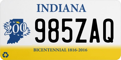 IN license plate 985ZAQ