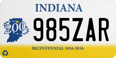 IN license plate 985ZAR