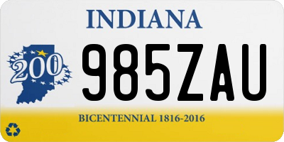 IN license plate 985ZAU