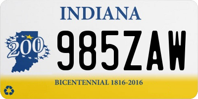 IN license plate 985ZAW