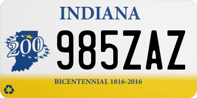 IN license plate 985ZAZ